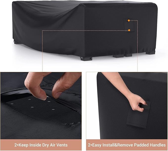 Patio Furniture Set Cover Waterproof, Mrrihand Outdoor Sectional Sofa Set Cover Heavy Duty 600D Table and Chair Set Cover 102" L× 74" W× 28" H