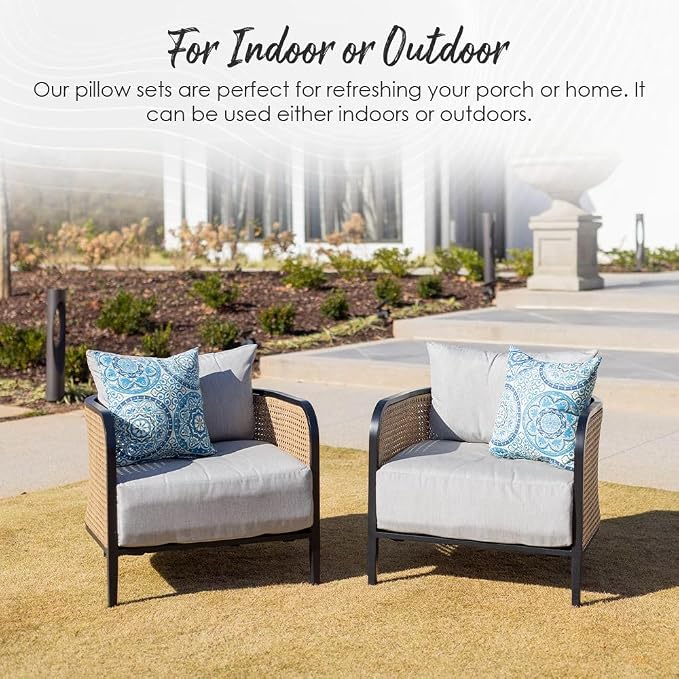 Lumbar Throw Pillows Set of 2 | 20” x 12" | All-Weather Spun Fabric | Water and Fade-Resistant | Outdoor Support Pillows for Patio Furniture | Fanfare Sonoma Cream
