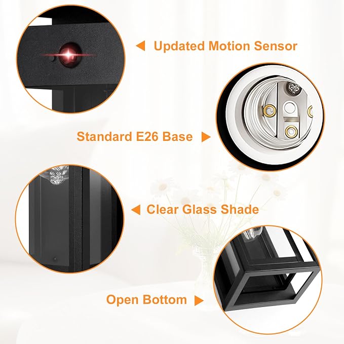 15" Large Outdoor Wall Lights, Dusk to Dawn Motion Sensor Outdoor Lights, Waterproof Anti-Rust Wall Sconces, Exterior Lighting Fixtures for Front Door, Porch, Garage, 1 Pack