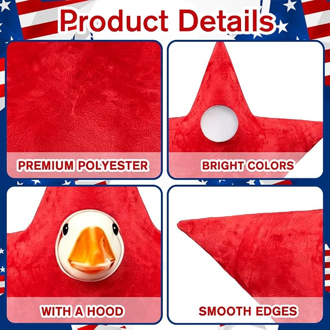 4th of July Patriotic Porch Goose Outfits for 23" Lawn Statue Independence Day Star Goose Costume for Garden Patio USA 250th Anniversary Decoration (Red Star)