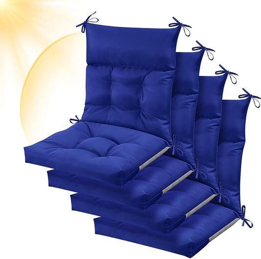 Sintuff 4 Pcs 44 x 21 x 4 Outdoor Chair Cushion Patio Chair Cushions Seat/Back Tufted Pillow with Ties Water Resistant Replacement Indoor Patio Furniture Outdoor Furniture (Solid Color,Navy)