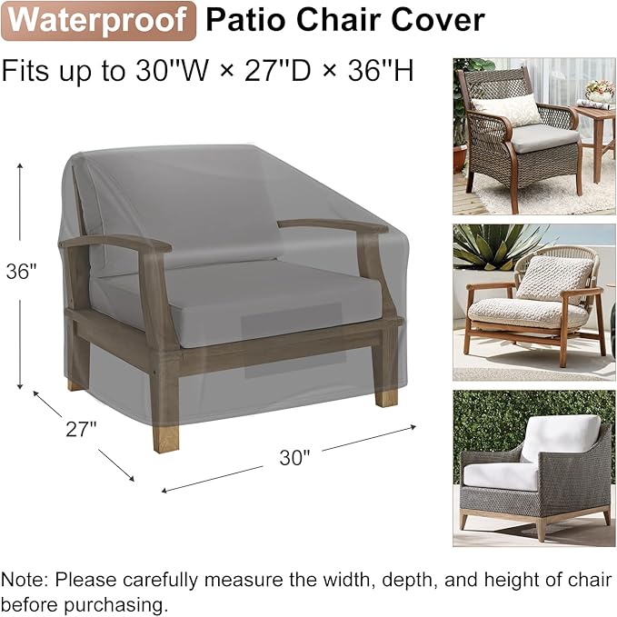 Patio Chair Covers Waterproof, Mrrihand Lounge Deep Seat Cover, Heavy Duty Outdoor Lawn Patio Furniture Covers (30" W x 27" D x 36" H - 2 Pack)
