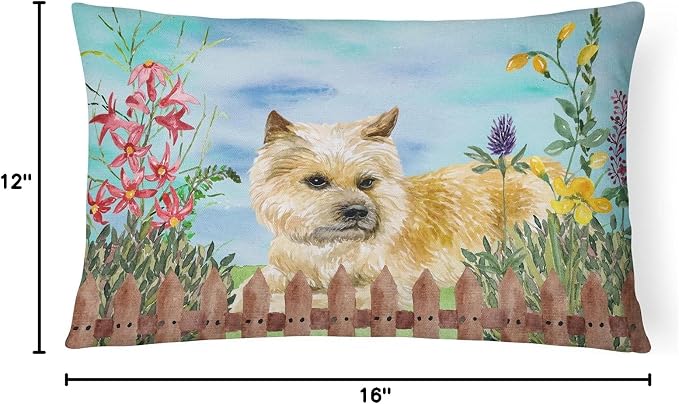 Caroline's Treasures CK1252PW1216 Cairn Terrier Spring Canvas Fabric Decorative Pillow Machine Washable, Indoor Outdoor Decorative Pillow for Couch, Bed or Patio, 12HX16W