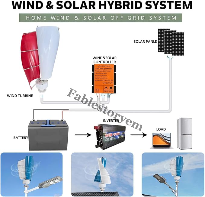 12000W Vertical Wind Power Turbine Generator Kit,12V/24V/48V Portable Maglev Wind Turbine Generator with Charge Controller for Boats Cabins Mobile Homes,C-24V