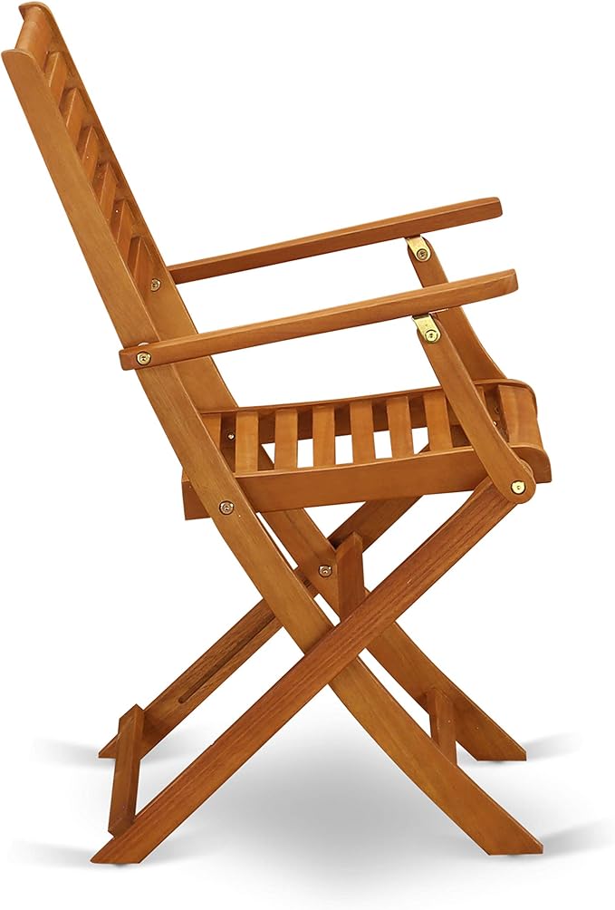 East West Furniture DEBS7CANA 7 Piece Patio Dining Set Consist of a Rectangle Outdoor Acacia Wood Table and 6 Folding Arm Chairs, 40x72 Inch, Natural Oil
