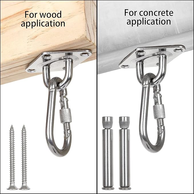 ABuff 1100 lb Heavy Duty Hammocks Hooks, 2 Pcs M8 Yoga & Brazilian Hammock Hanging Kit for Hammock Stands, Ceiling Hook for Hammocks Hanging Kit, Swing Hanging, Wall/Ceiling Mount, Indoor & Outdoor