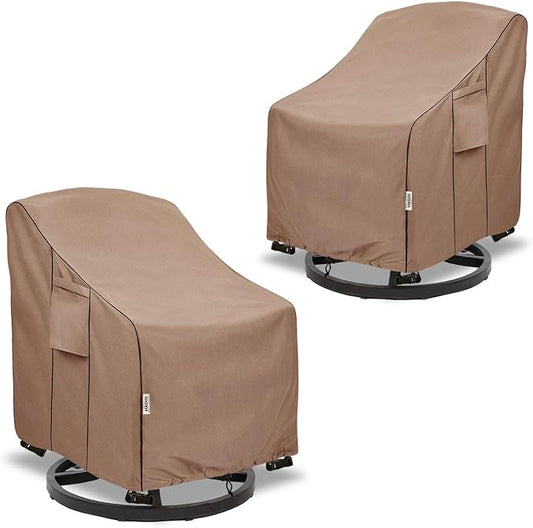 Patio Chair Covers for Outdoor Furniture Waterproof 2 Pack, Heavy Duty Waterproof Outdoor Swivel Chair Cover (35"W x37"D x36"H - Brown)