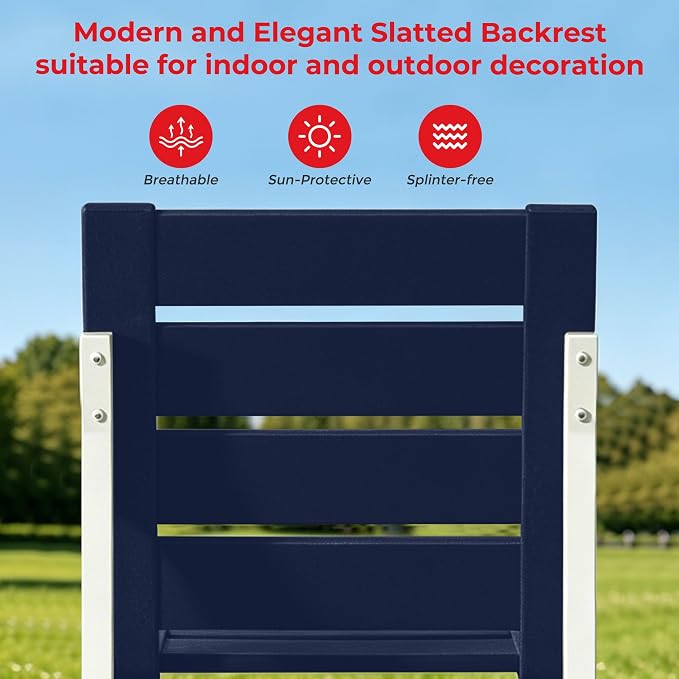 Costaelm Stinson Outdoor Patio HDPE Dining Side Chair, Navy Blue