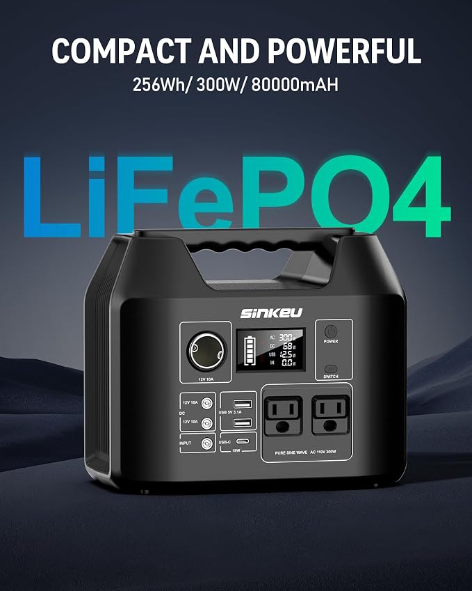 Portable Solar Generator, 300W Portable Power Station with Foldable 60W Solar Panel, 110V Pure Sine Wave 280Wh Lithium Battery Pack with USB DC AC Outlet for Home Use RV Van Outdoor Camping