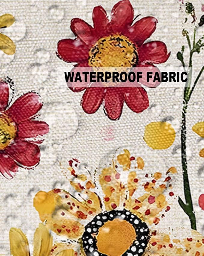 Outdoor Waterproof Pillow Covers for Patio Furniture Pink Purple Floral Decorative Throw Pillow Cover Red Yellow Flowers Pillowcases Set of 2 Cushion Case for Sofa Couch Chair Home Decor 18"x18"