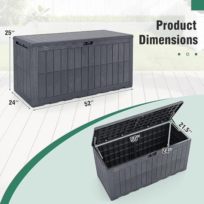 Tangkula 120 Gallon Outdoor Storage Box, Waterproof PP Resin Patio Storage Box with Lockable Lid for Indoor & Outdoor Use, 2-in-1 Rattan Design Deck Box for Cushions, Garden Tools