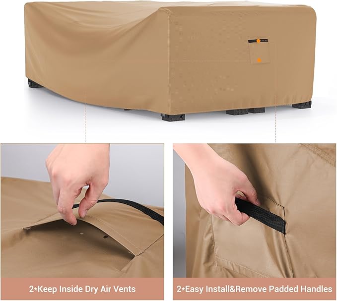 Mrrihand Heavy Duty Patio Furniture Covers, Outdoor Furniture Covers Waterproof Sectional Sofa Set , Patio Table and Chair Set Cover 74"L×47"W×28"H,Brown