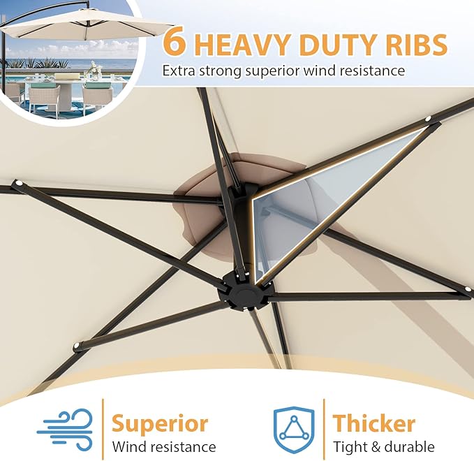 Greesum 9FT Patio Umbrella, Outdoor Table Umbrella with Push Button Tilt, Crank and 8 Sturdy Ribs for Garden, Lawn, Backyard & Pool