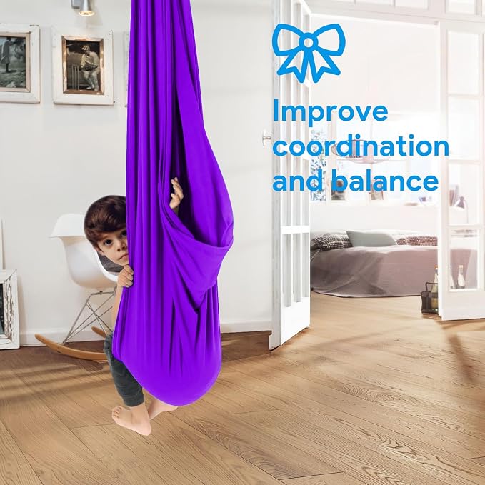 Sensory Swing, Therapy Swing for Kids & Adults, Cuddle Swing Indoor Outdoor, Swing Hammock for Child with Disorders, Autism, ADHD, Anxiety, Pod Swing Chair - 110" x 59"