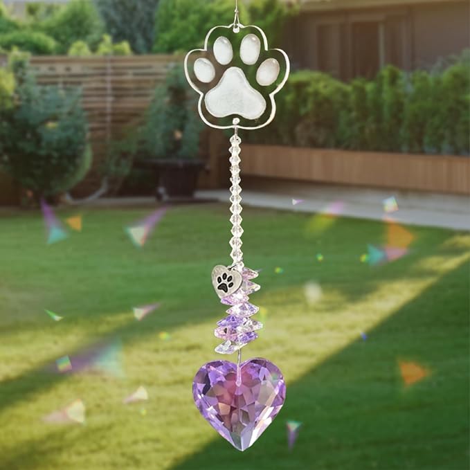 Pet Memorial Suncatcher, Dog Memorial Gifts, Pet Loss, Pet Sympathy, Thoughtful Dogs and Cats Remembrance, Bereavement Gifts - Purple