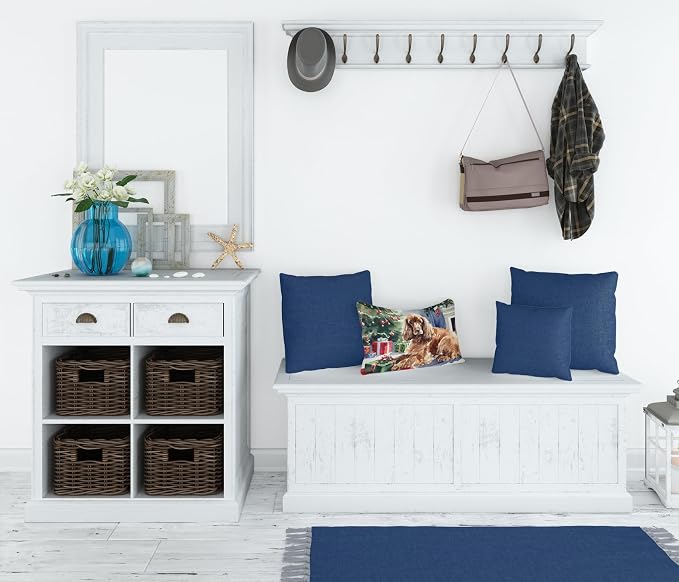 Caroline's Treasures DAC2635PW1216 Cocker Spaniel Cozy Christmas Throw Pillow Machine Washable, Indoor Outdoor Decorative Pillow for Couch, Bed or Patio, 12HX16W