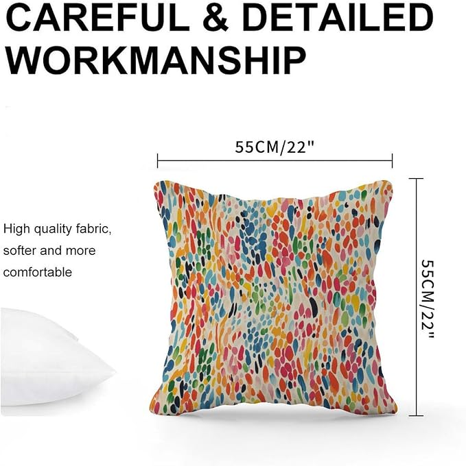 Make It Rain Fiesta Pillow Cover Rainbow Colorful Throw Pillow Cover Modern Square Couch Sofa Cushion Covers for Patio Furniture Garden 22x22 in