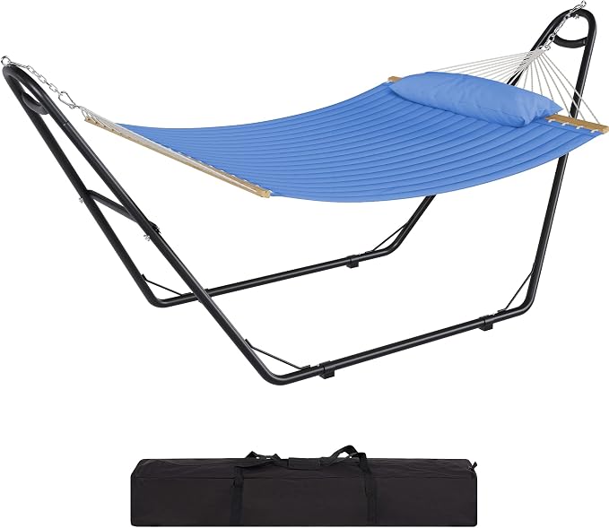 YITAHOME Hammock with Stand Included Hammock Heavy Duty Hammocks 12FT Waterproof Portable Hammock with Pillow Storage Bags 450lbs for Outdoors,Backyard,Blue