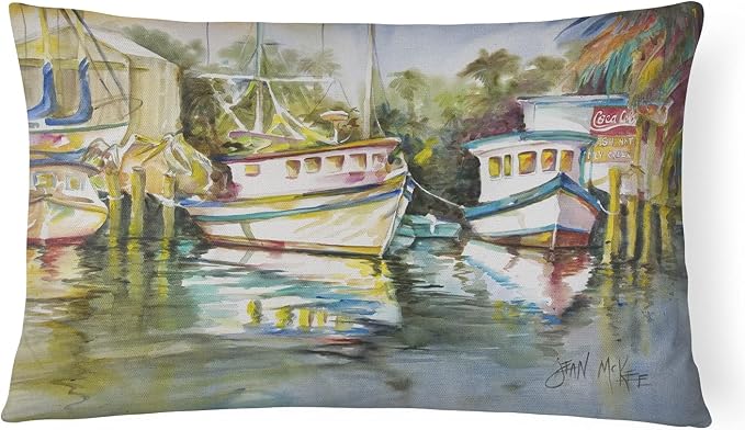 Caroline's Treasures JMK1047PW1216 Fish Market Canvas Fabric Decorative Pillow Machine Washable, Indoor Outdoor Decorative Pillow for Couch, Bed or Patio, 12HX16W