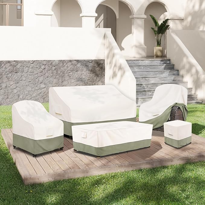 Bitubi Waterproof Patio Coffee Table Cover, Rectangular Outdoor Small Side Table Cover - Fits up to 48L x 28W x 16H inches, Beige