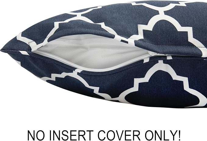 FUNHOME Waterproof Outdoor Lumbar Pillow Covers Set of 2,Home Decor for Garden Patio Furniture,Couch,Sofa 12"x20" Inch Decorative Pillows Cover Only,NO Insert(Blue Geometry)