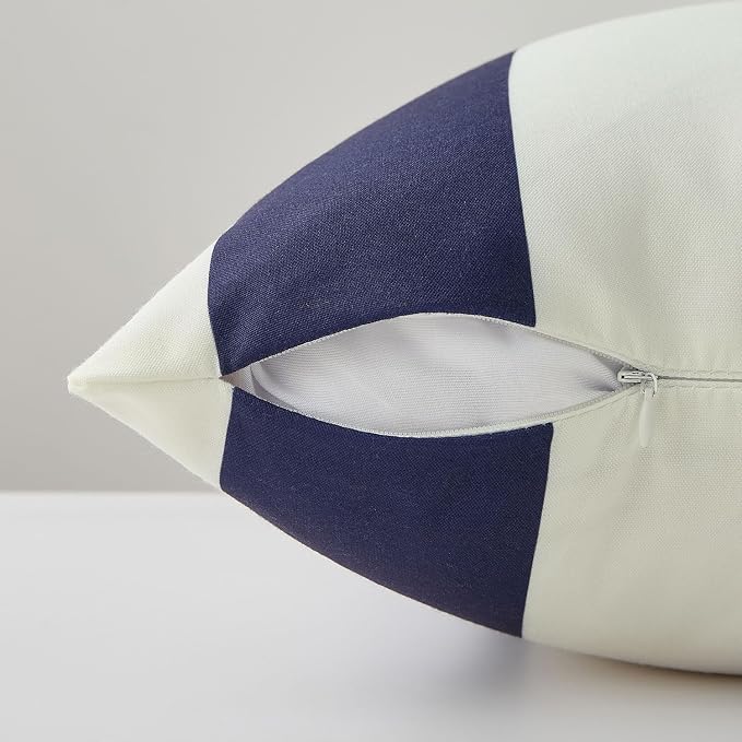 Allorry Outdoor Pillow Covers 12x20 Navy Blue Striped Outdoor Decor 007D12 | Striped Pillow Covers|for Spring Summer Outdoor Waterproof Garden Patio Furniture Sofa Bed Home Decor