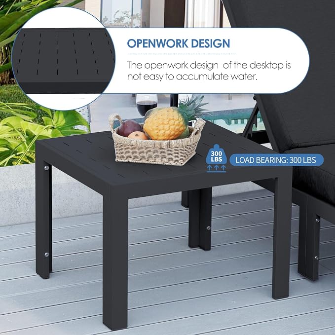 NICESOUL 12 Piece Extra Large Contemporary Aluminum Outdoor Furniture Set with End Table 29" Deep Wide Couch Set, 500 lbs High Weight Capacity Modular Patio Sectional Sofa for Poolside Deck, Black