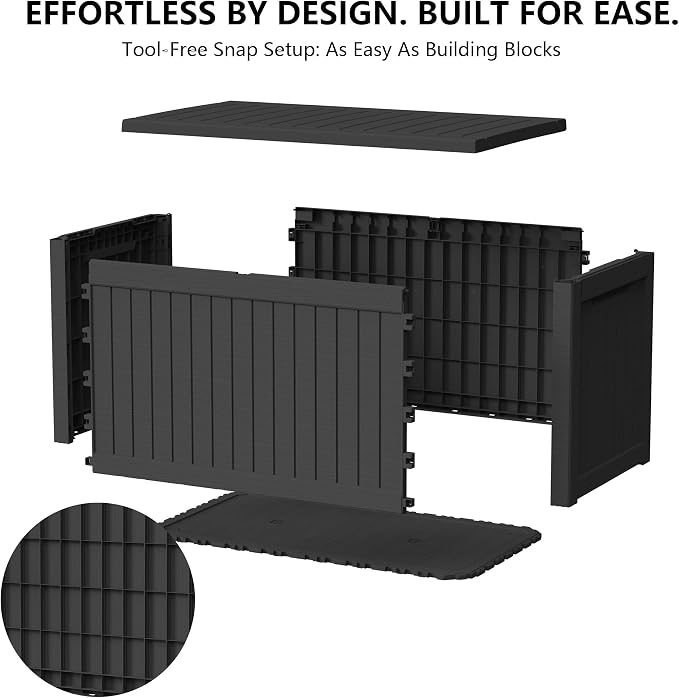 Outdoor Storage Box, 270 Gallon Waterproof Deck Box [Upgraded 3.0], Super-Sized Gas-Spring Resin Trunk for Large Seat Pillows, Heavy-Duty Lockable Backyard Storage Sofa, Garden Lawn, Black