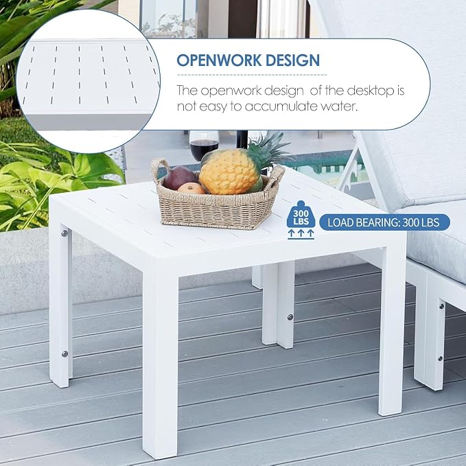NICESOUL Extra Large Aluminum Patio Furniture Set with Chaise Lounge, All-Weather 29" Wide Seats Outdoor Sofa Conversation Set, 16 Piece Modern Sectional Couch for 14 Seats, for Garden, Light Gray
