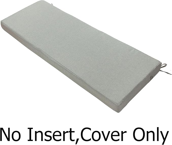FUNHOME Outdoor Bench Cushion Cover 45 x18 x 3 inch,Water Resistant Cover with Zipper&Ties,Fade-Resistant Slipcover,Patio Porch Swing Cushion Cover Replacement Only,No Insert(Light Gray)