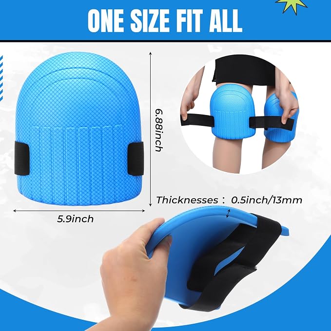 WinnerWhy Gardening Knee Pads for Women and Men Lightweight Waterproof Foam Knee Pads for Gardening and Housework with Adjustable Hook'n'Loop Straps(Blue)