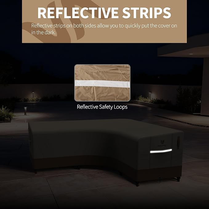 Rosefray 600D Outdoor V-Shaped Sectional Cover,Heavy Duty Anti UV Patio Sectional Sofa Cover with Air Vent, Waterproof Furniture Covers for Deck, Lawn,Backyard 85"x85" khaki brown
