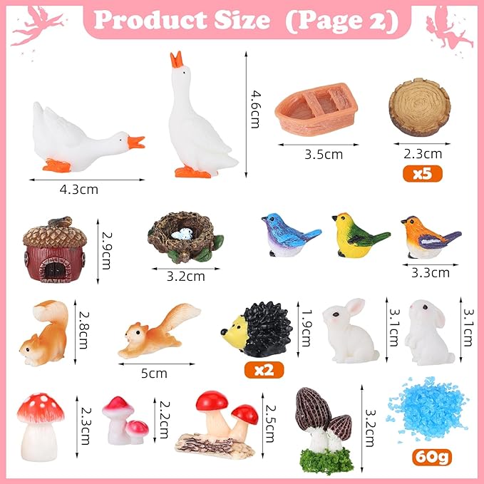 93 Pcs Fairy Garden House Resin Accessories Fairy Elves Kit Miniature Fairy Figurines Ornaments Animals Decor Outdoor for DIY Dollhouse | Mini Resin Fairies Animals Ornaments Set Village Decor Outdoor for DIY Dollhouse Supplies