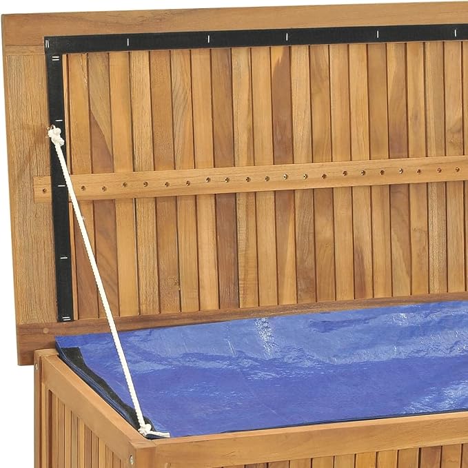 Homgoday Outdoor Storage Box,Patio Deals,Large Outdoor Wooden Storage Deck Box, With Water-Proof Lining, 59.1" X 19.7" X 21.7" Storage Bench Seat, Solid Teak Wood