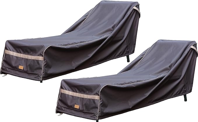 Patio Chaise Lounge Cover Waterproof, Heavy Duty Outdoor Lounge Chair Covers, Dark Grey Durable Patio Furniture Covers, 2Pack, 68"L*28"W*30"H