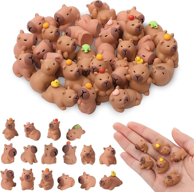 32 Pcs Mini Capybara Figures 16 Styles Resin Capybaras Mini Figures Resin Animals