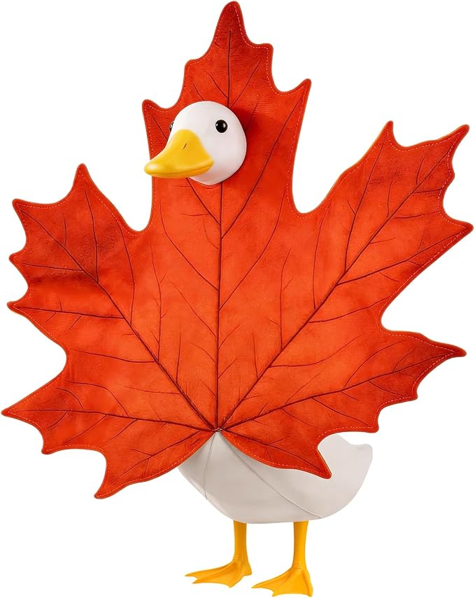 Fall Goose Outfit Autumn Maple Leaf Goose Costumes for Outdoor Decor | for 23''H Plastic/Cement Statues, Lawn Porch Goose Clothes Autumn Thanksgivng Garden Patio Decor