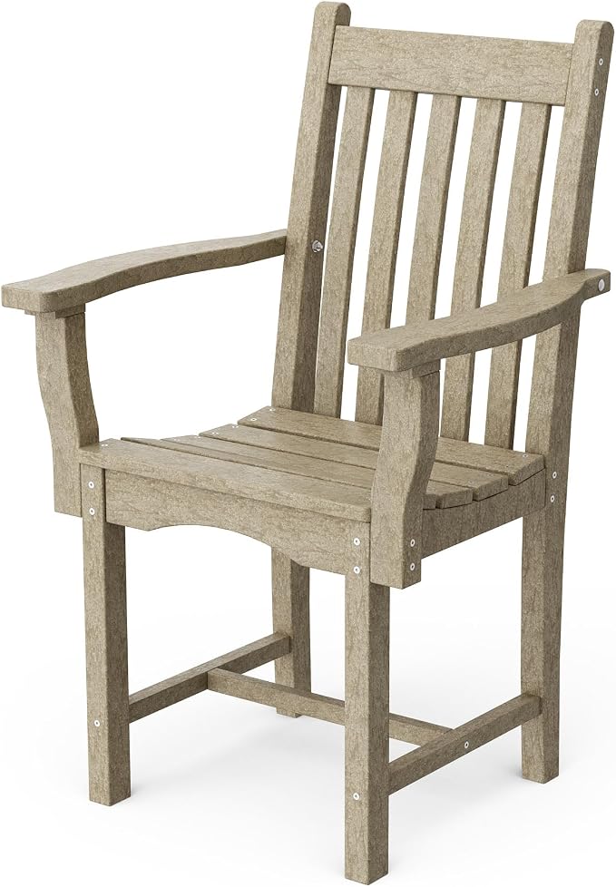 Wildridge Classic 7-Piece 44"x84" Dining Set, Weathered Wood - Outdoor Weather Resistant Recycled Plastic Furniture for Patio