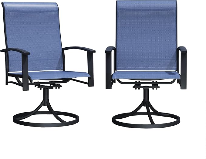 Outdoor Swivel Rocker Dining Chair Set of 2, All Weather Patio Dining Chair with Textilene High Back and Metal Frame, Backyard, Lawn Garden and Deck Porch Patio Furniture Set