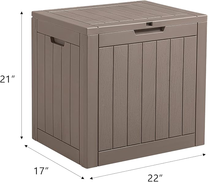 Devoko 31 Gallon Lightweight Resin Deck Box Waterproof Lockable Storage Container for Patio Furniture Accessories
