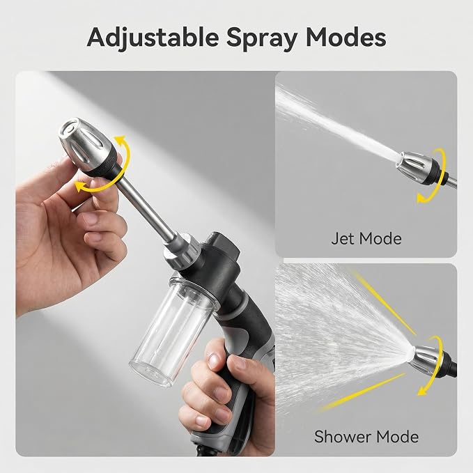 Pressure Washer, 15x More Powerful Than Hoses, 2026 Upgraded High Power Electric Cleaner with 360° Rotating Portable Outdoor Cleaning Tool (B)