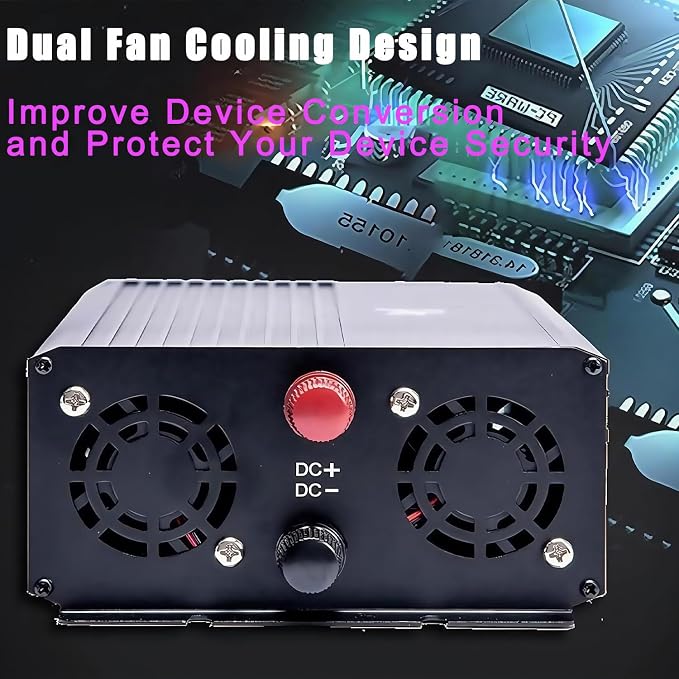 5000 Watt Power Inverter 12V DC to 220V AC Converter, RV Inverter, LED Display with 2 AC Outlets Dual Fans Radiating, for RV, Camp and Home, Electric Tool Pure Sine Wave Inverter (220V, 5000W 12V)