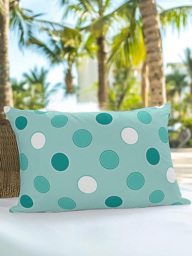 Waterproof Outdoor Pillow 1 Pack Teal Polka Dots Decorative Throw Pillows Cover & Insert 20x12 Inch Lumbar Pillowcase Funny Circles Spots Pillows for Couch Sofa Bed Patio Furniture Indoor Outdoor