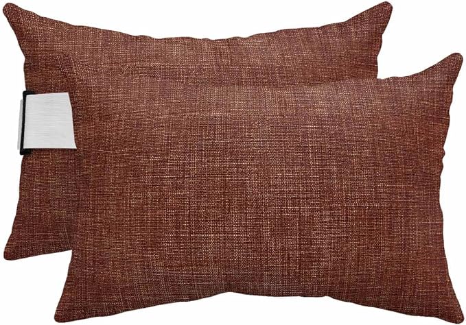 Outdoor Pillow for Chaise Lounge Chair Brown Rustic Vintage Burlap Texture Outdoor Pillows Waterproof with Adjustable Strap Headrest Lumbar Pillows for Garden Patio Furniture 2 Pack 11" x 16"