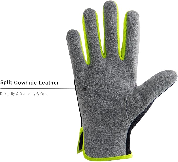 HANDLANDY Leather Gardening Gloves, Leather Work Gloves for Men Women | Durable Utility Men Women Garden Yard Working Glove, for Landscaping, Mechanic, Construction, Driving, Farming, Ranching