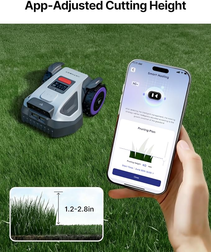 ANTHBOT M9 Robot Lawn Mower with Garage Dual Vision+Full-Band RTK Robotic Lawnmower, 1/4 Acre, No Perimeter Wire, App Control Obstacle Avoidance, 45% Slope, Cutting Height, Multi-Zone Mapping