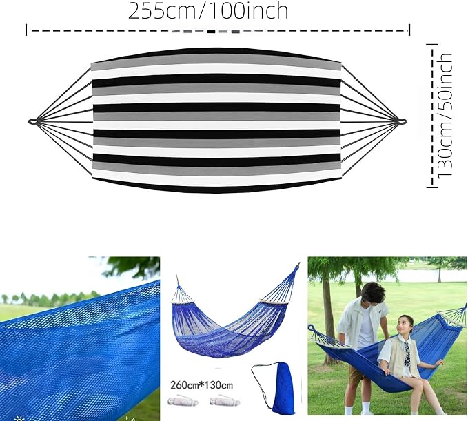 Wooden Bar Portable Camping Hammock, Cool Ice Silk Mesh Hammocks with Tree Straps Carry Bag, Single Hanging Sturdy Hammock for Travel Patio Garden. Up to 550lbs. Purple