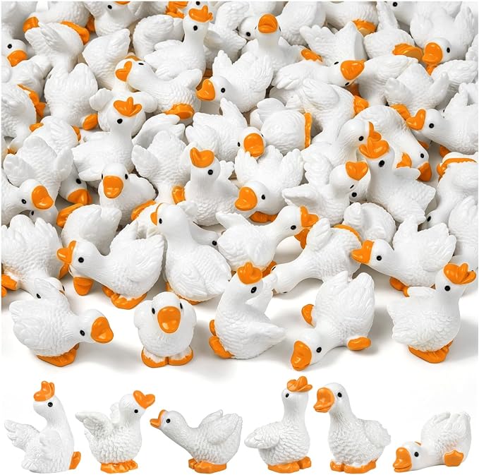 84pcs Mini Resin Goose Tiny Animal Figurine Bulk | Small Desk Goose Decor for Garden Lawn Yard Micro Landscape Aquarium Potted Ornament DIY Craft