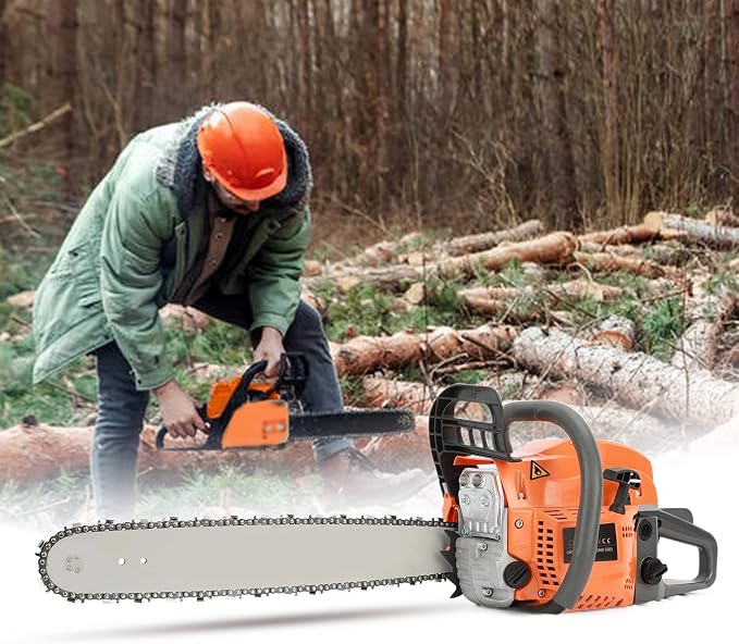 Gas Chainsaw, 58CC Top Handle 20 Inch Gasoline Chainsaw for Craftsman Wood Cutting, Handheld Cordless Gas Powered Petrol Chain Saws for Forest, Wood, Garden and Farm Cutting Use