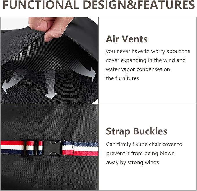 Patio Furniture Covers,3 Piece Heavy Duty Waterproof Outdoor Furniture Covers,Outdoor Furniture Covers for Patio Furniture,Includes 2 Patio chair covers 33in and 1 Patio loveseat cover 79in,Black